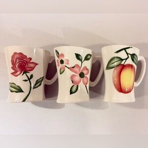Floral Ceramic Mugs 3-Piece Set